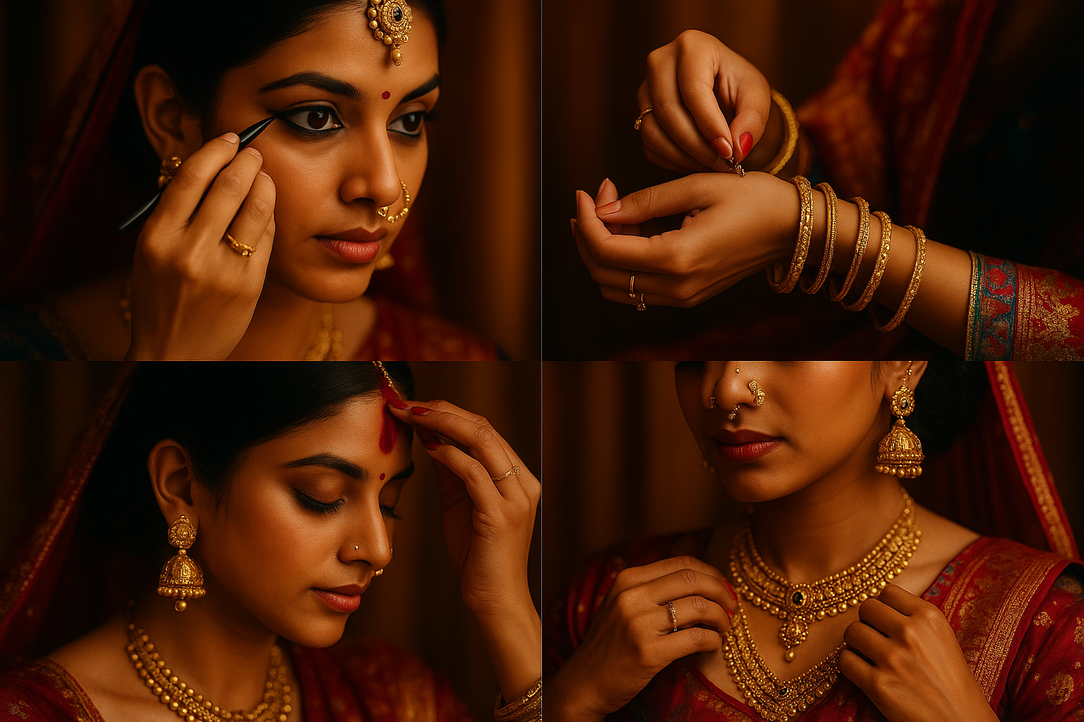a small gif showing glimps of indian women doing makeup and wearing ornaments
