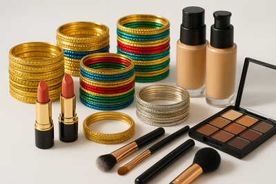 cosmetics and bangles