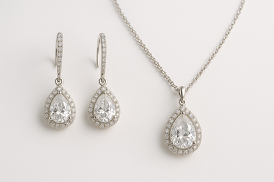 earings and necklace